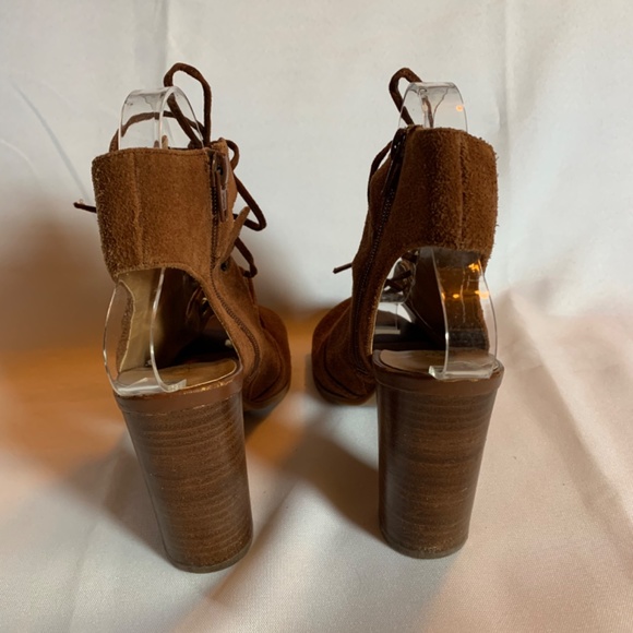 Nine West Brown Leather Lace Up Heels with a Zipper! - Picture 8 of 11